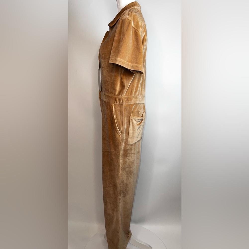 💖NWT RIVET UTILITY ICON VELOUR JUMPSUIT IN CAMEL COLOR SIZE L(10-12) - Picture 3 of 16
